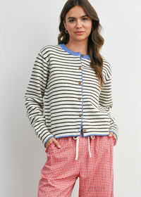 Sailor Stripe Cardigan - Ivory & Blue