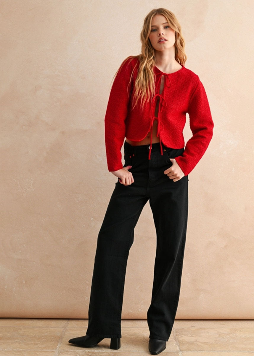 Mira Tie-Front Top - Red