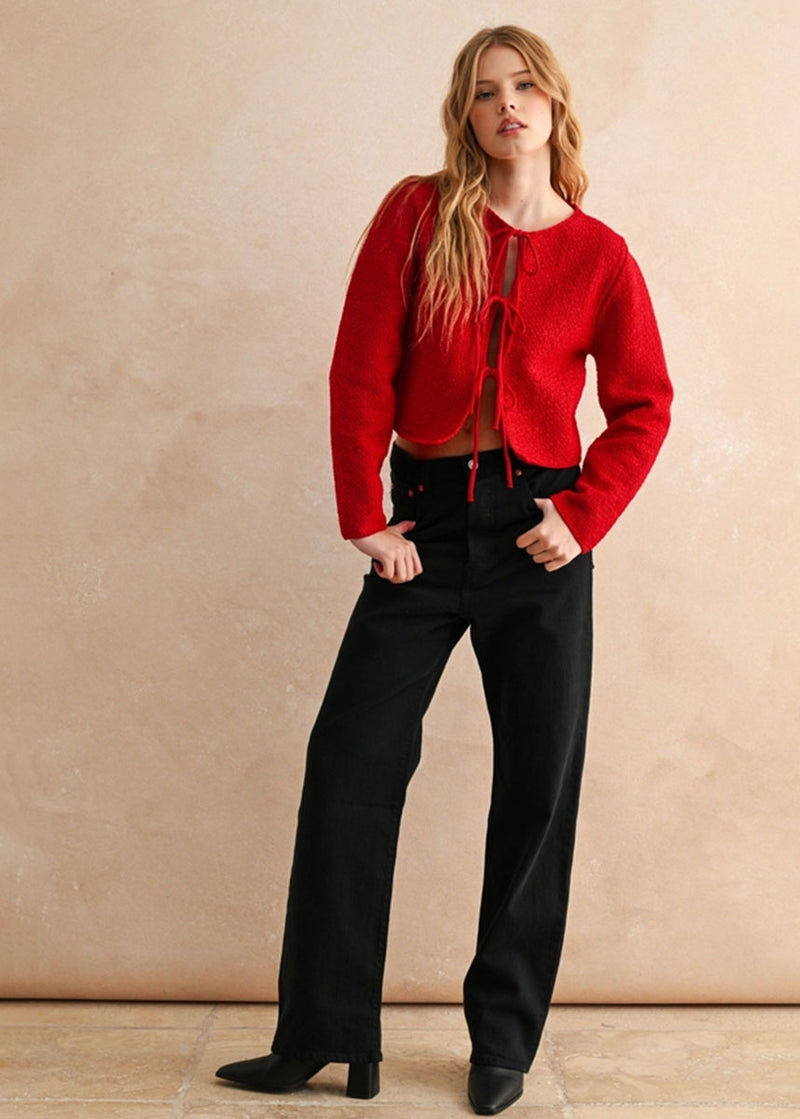 Mira Tie-Front Top - Red