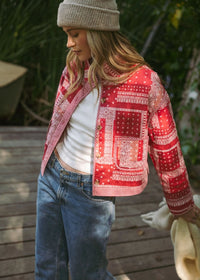 Bandana Patchwork Quilted Jacket - Red