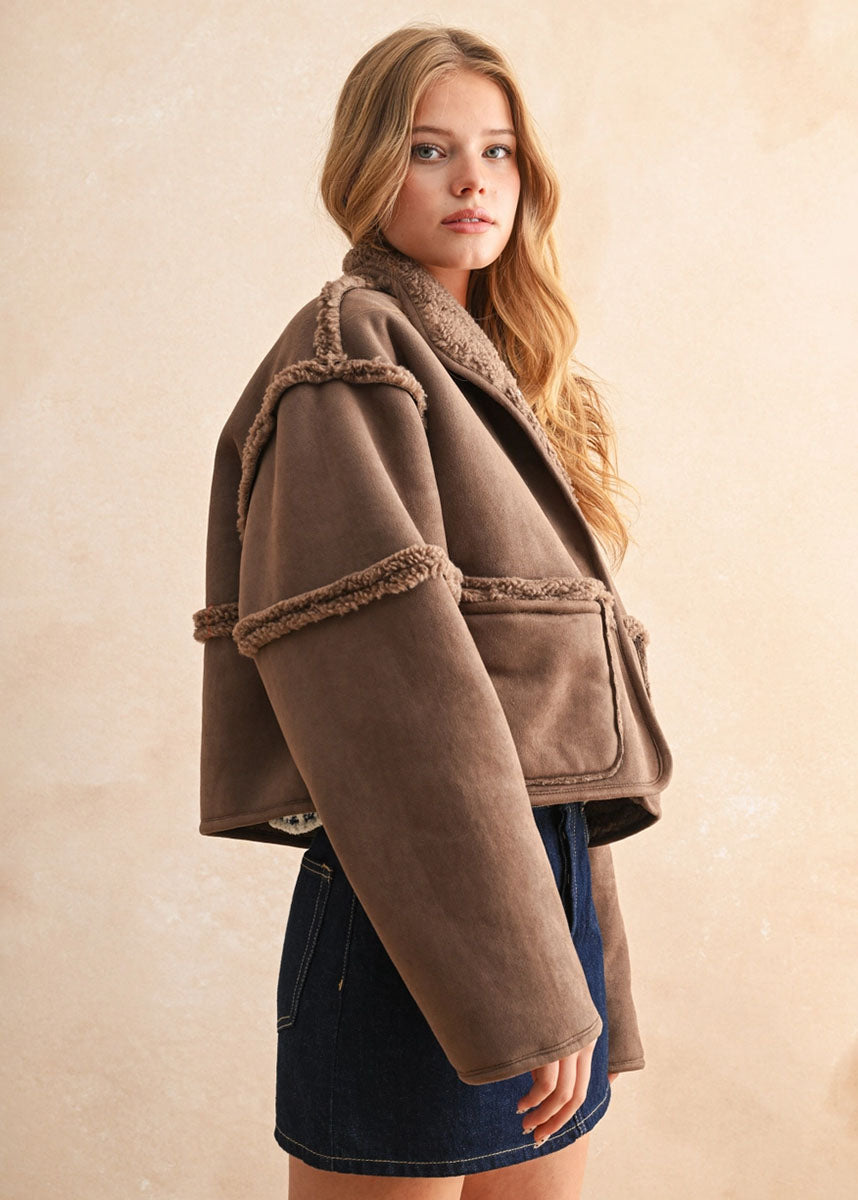 Cedar Reversible Suede & Sherpa Jacket - Espresso