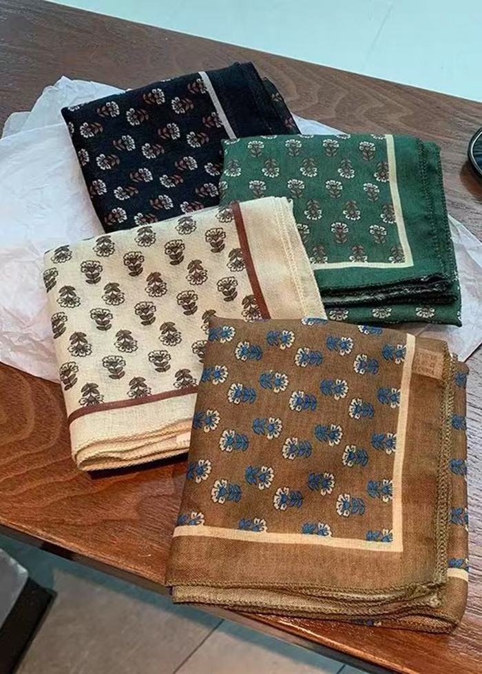 Floral Square Scarf - Coffee