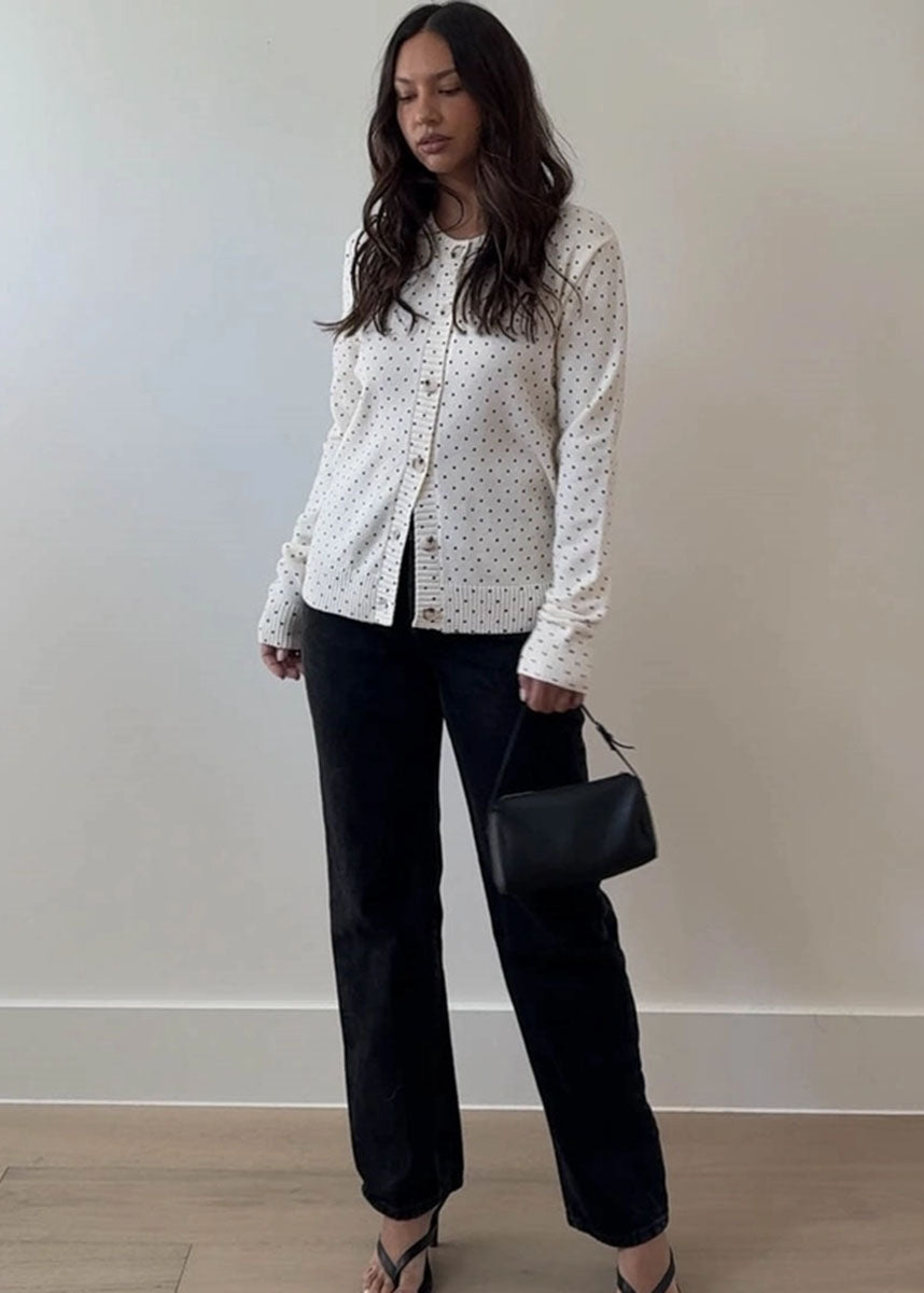 Edie Polka Dot Cardigan - Cream