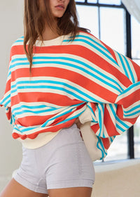 Sebastian Striped Sweatshirt - Red & Blue
