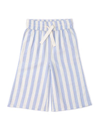 Organic Ruffle Top & Pant Set - Blue Stripes