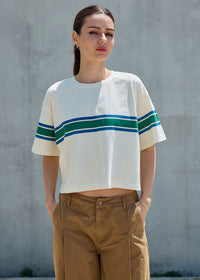 Jazmin Retro Stripe Boxy Tee - Ivory
