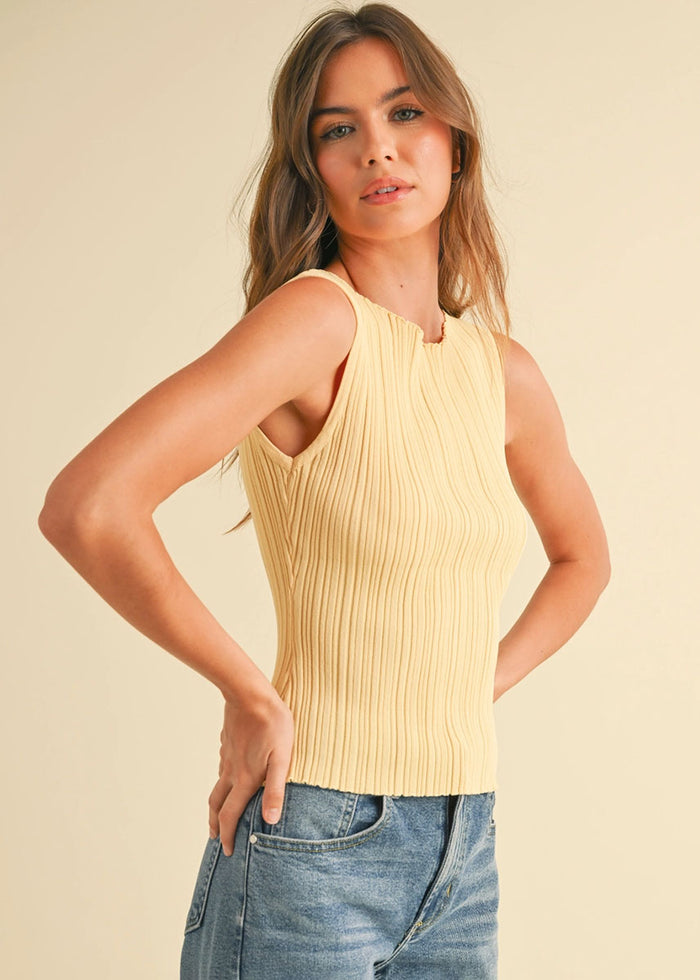 Sabine Ribbed Tank - Custard
