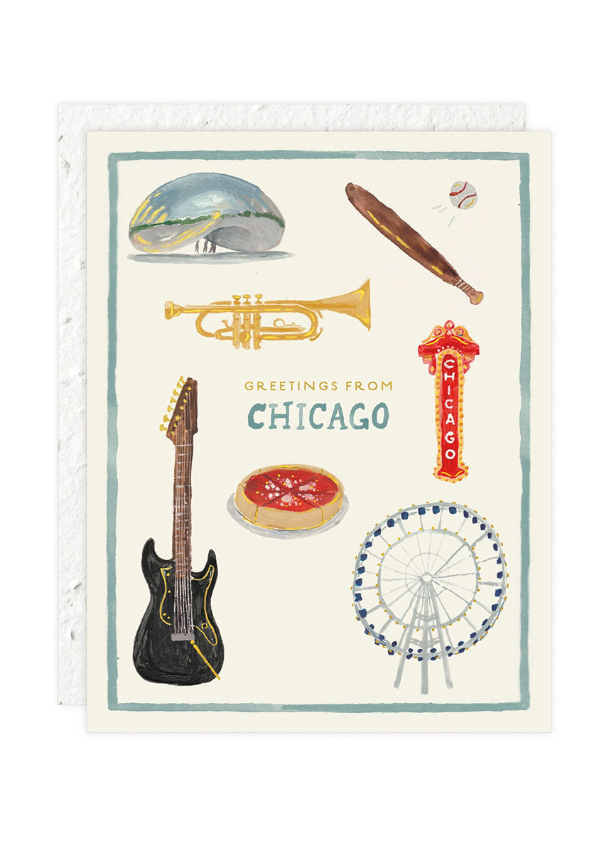 Greetings From Chicago Icons Card
