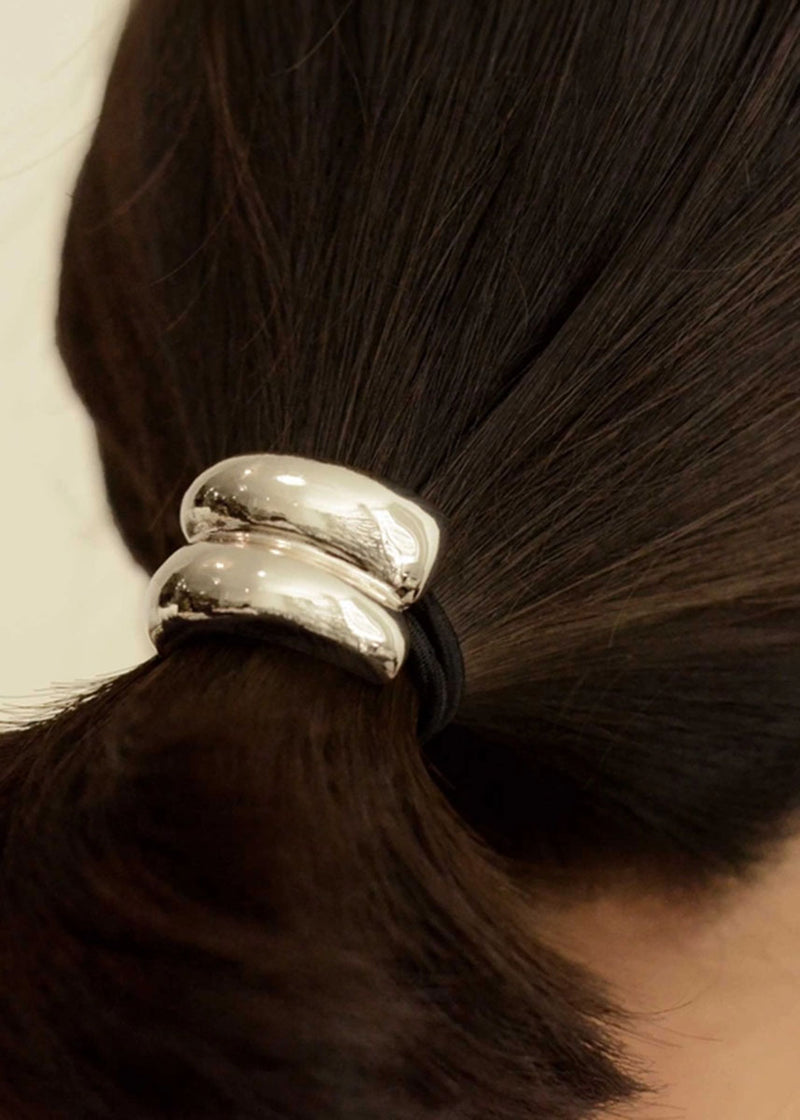 Mini Double Arch Metal Hair Tie - Silver
