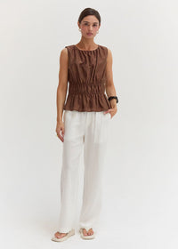 Avril Ruched Tank - Brown
