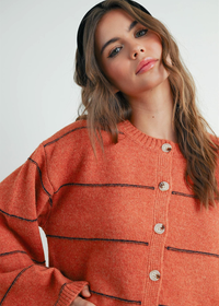 Adaline Striped Cardigan - Rust