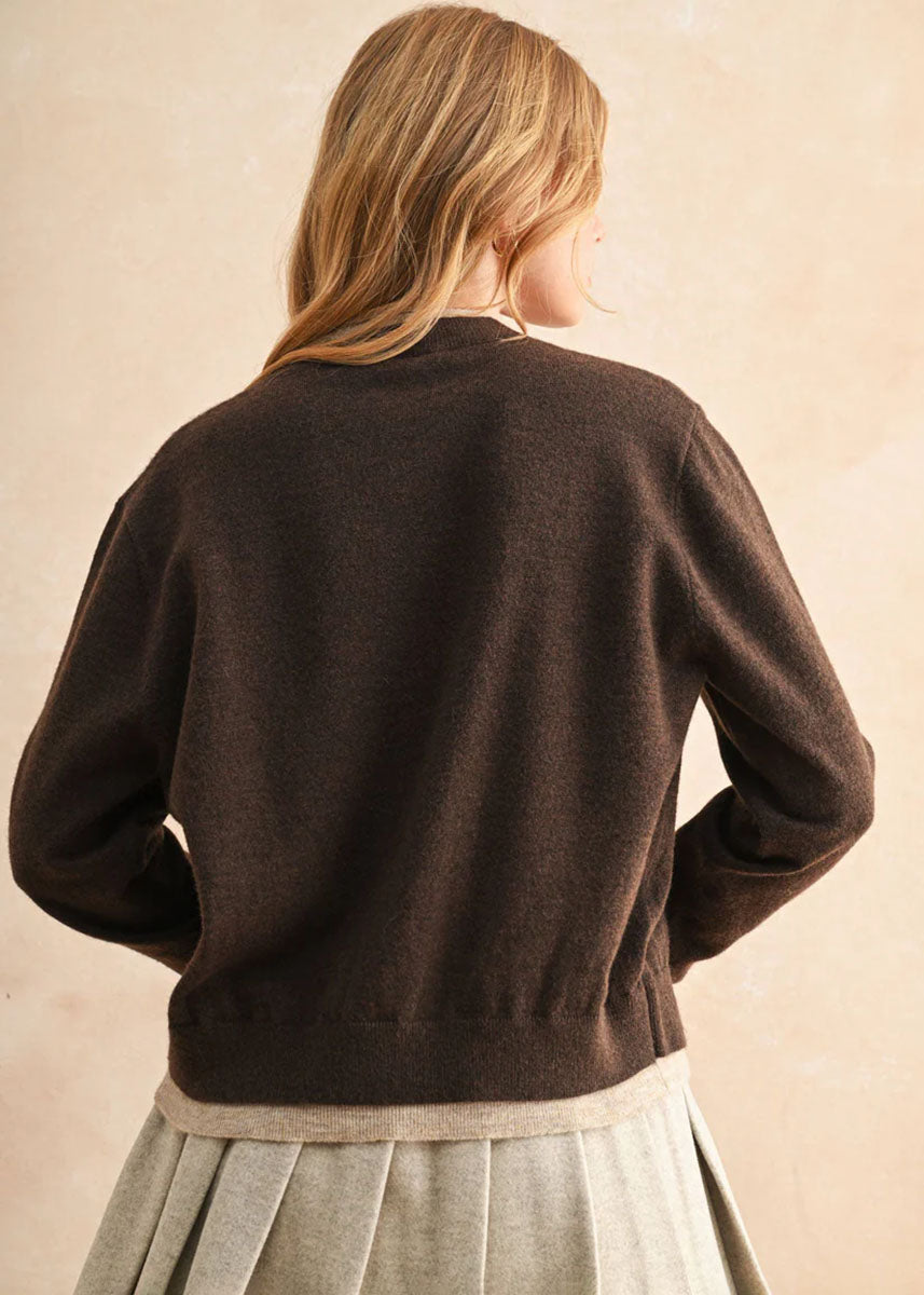 Waverly Color Contrast Cardigan - Brown & Tan