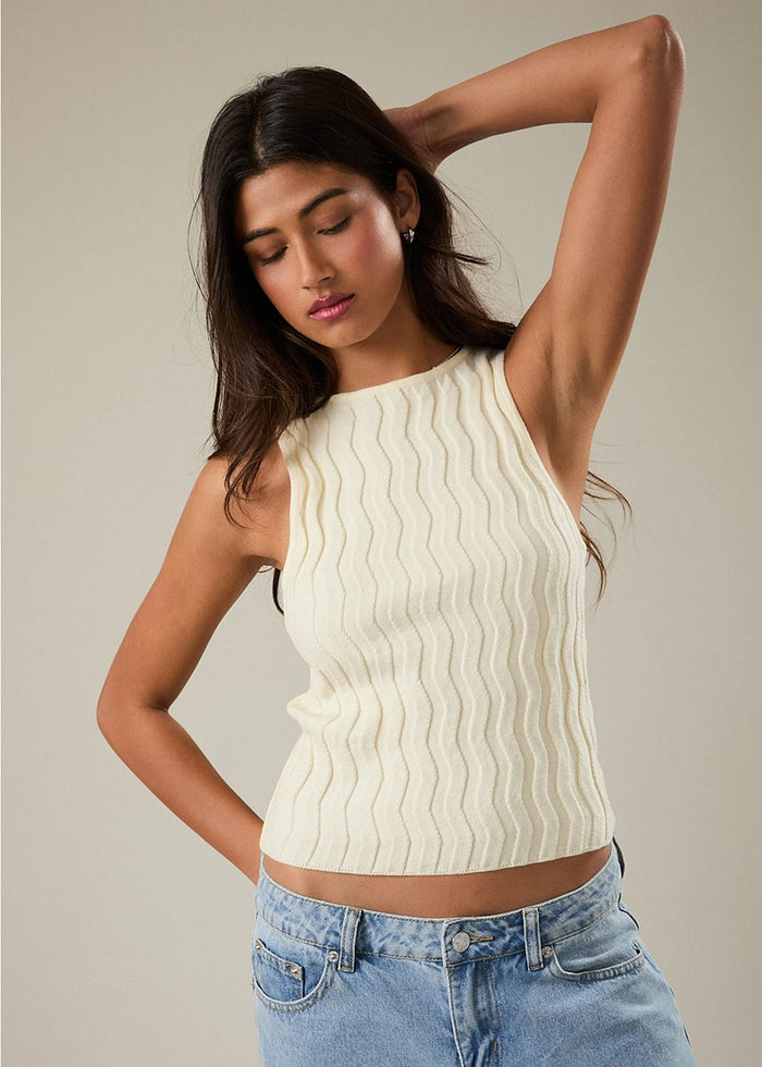 Brandi Boat Neck Sweater Top - Ivory