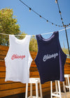 90's Chicago Micro-Rib Racer Tank - White