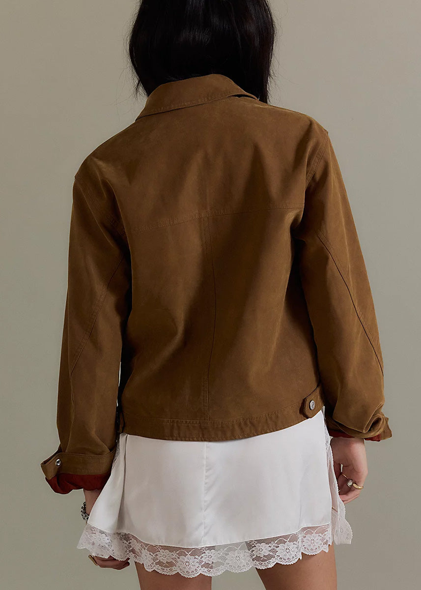 Blair Vegan Suede Jacket - Caramel Cafe
