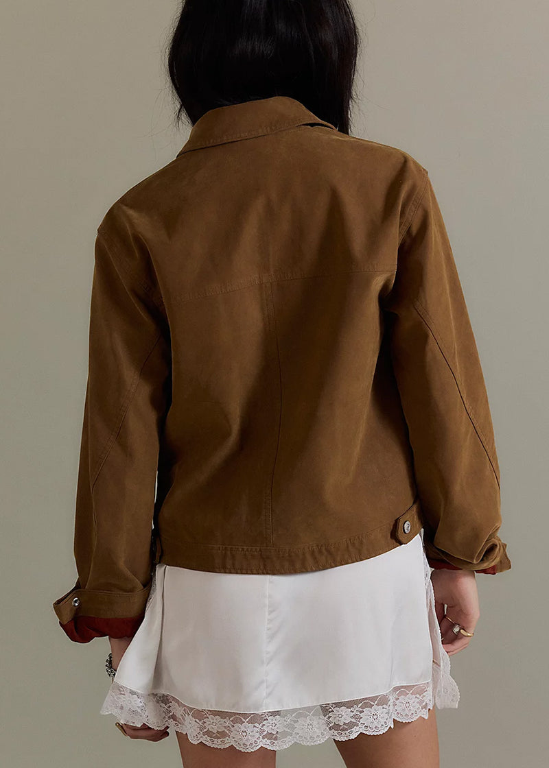 Blair Vegan Suede Jacket - Caramel Cafe