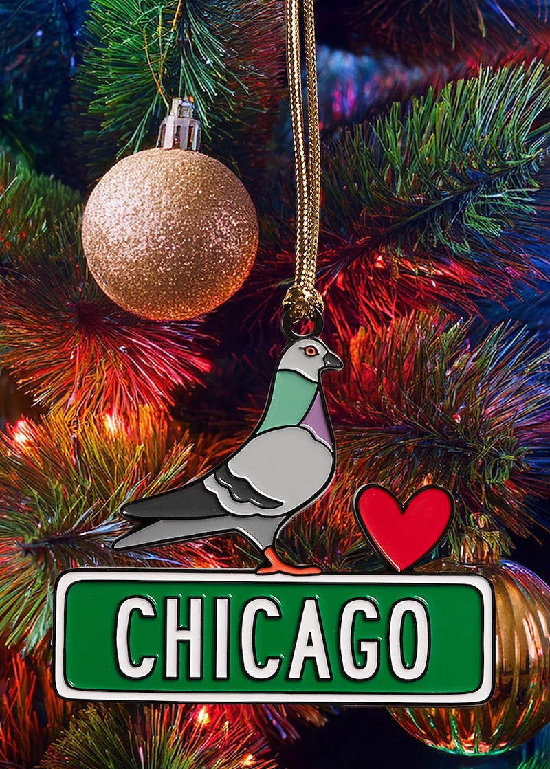 Chicago Pigeon Enamel Ornament