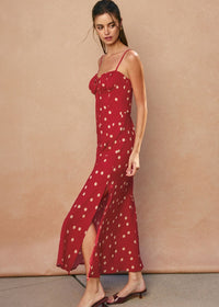 Show Out Polka Dot Maxi Dress - Red & Ivory