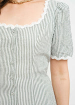 June Striped Shift Mini Dress - Green