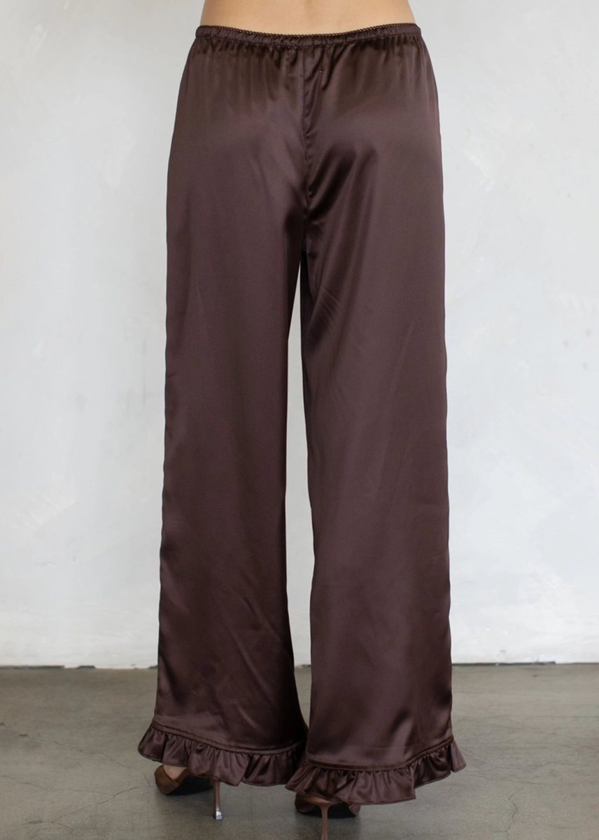 Naia Satin Pants - Chocolate