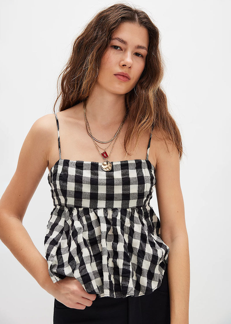 Mia Plaid Tank - Black Combo