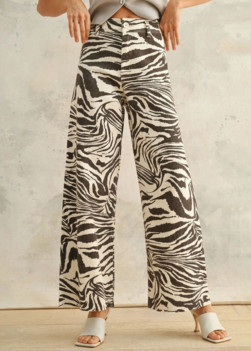Ingrid Zebra Print Pant - Brown