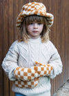 Furry Bucket Hat - Toffee Check