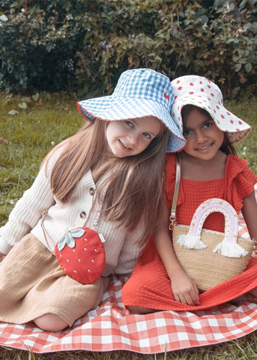 Cherry Gingham Reversible Sun Hat