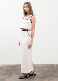 Orlo Pocketed Contrast Maxi Skirt - Natural
