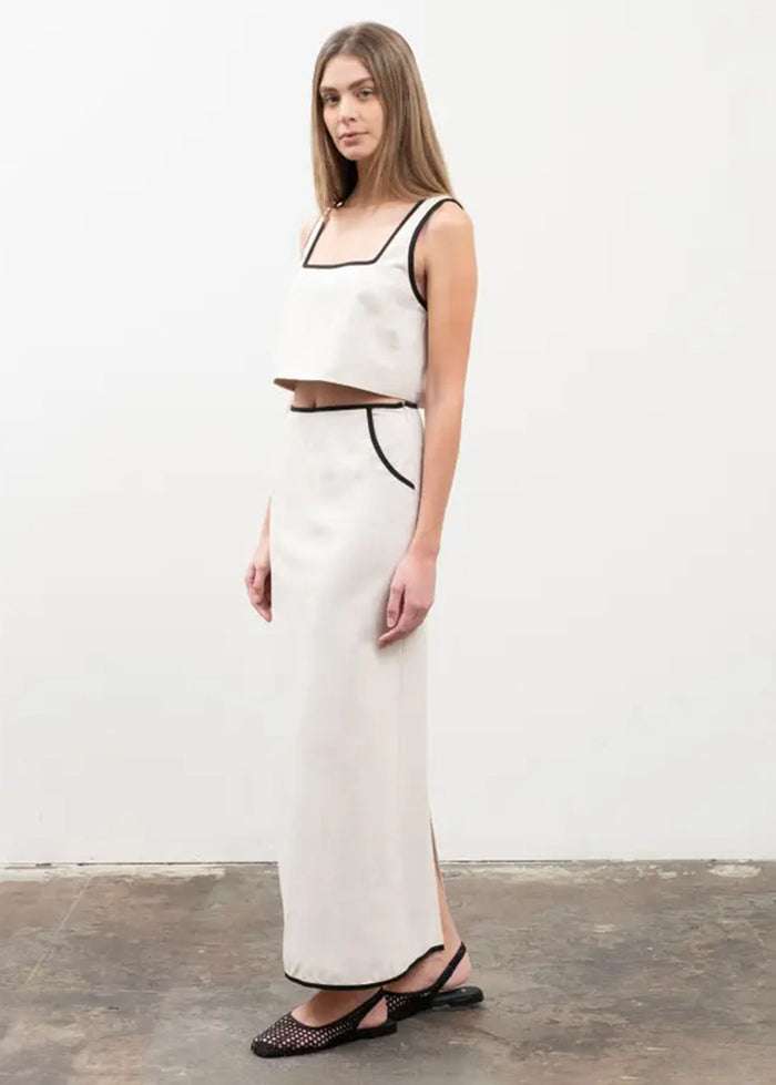 Orlo Pocketed Contrast Maxi Skirt - Natural