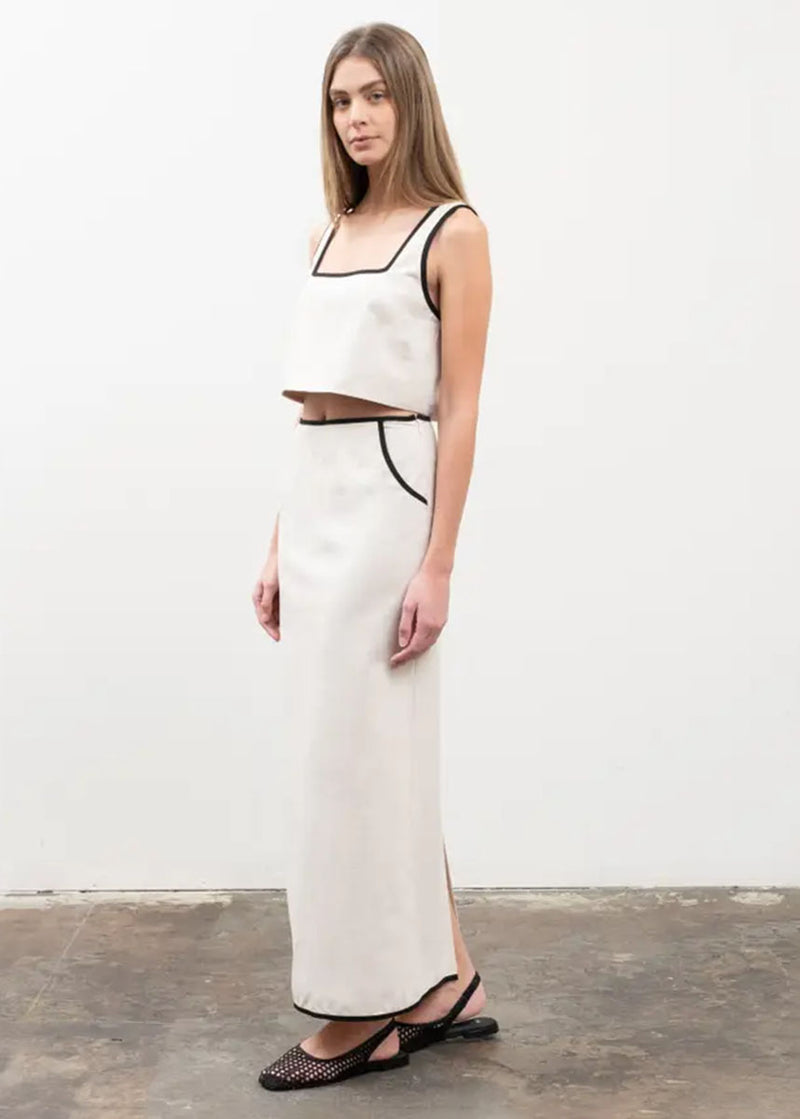 Orlo Pocketed Contrast Maxi Skirt - Natural