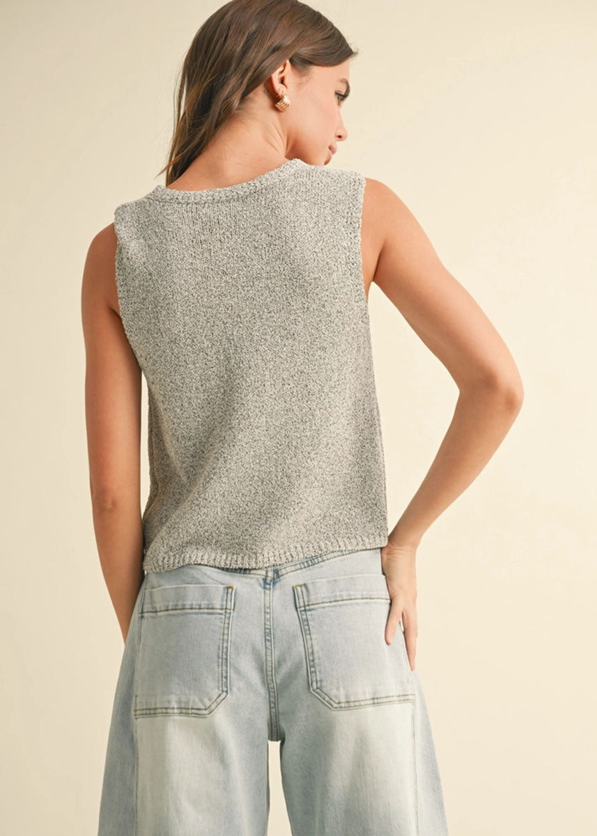 Sully Hook Knit Vest - Salt & Pepper