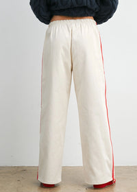 Eagan Striped Drawstring Track Pants - Ivory & Red
