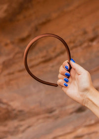 Thin Satin Headband - Brown