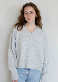 Briar V-Neck Sweater - Heather Grey