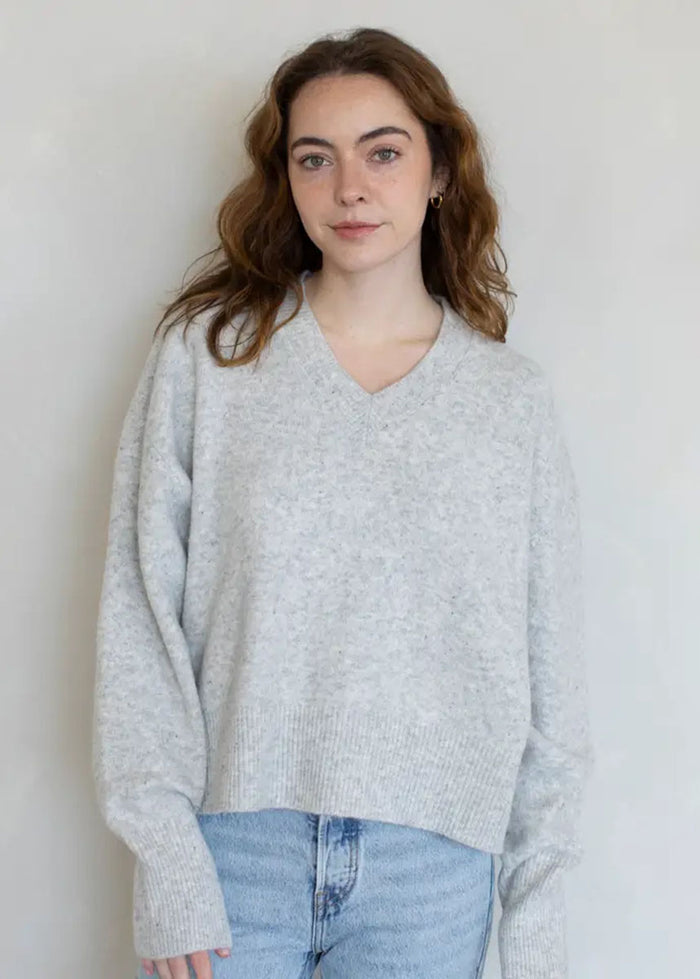 Briar V-Neck Sweater - Heather Grey