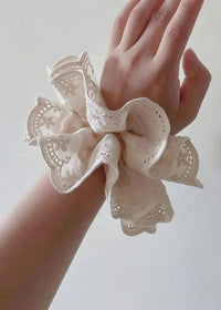 Eyelet Scrunchie - White