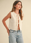 Indie Knit Tie-Front Vest - Cream