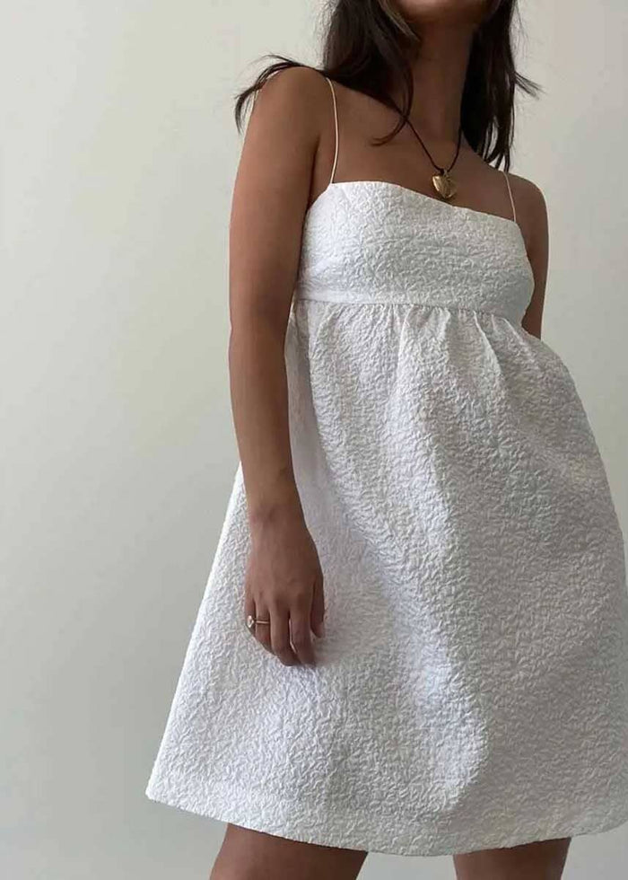 Susie Lace Up Mini Dress - White