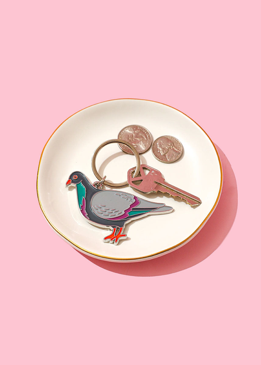 Pigeon Enamel Keychain