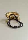Wide Sculptured Metal Cuff Hair Tie - Gold