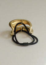 Wide Sculptured Metal Cuff Hair Tie - Gold