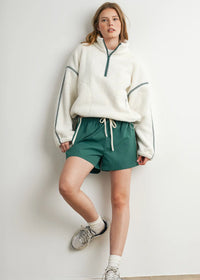 Rhett Striped Drawstring Running Shorts - Green/White