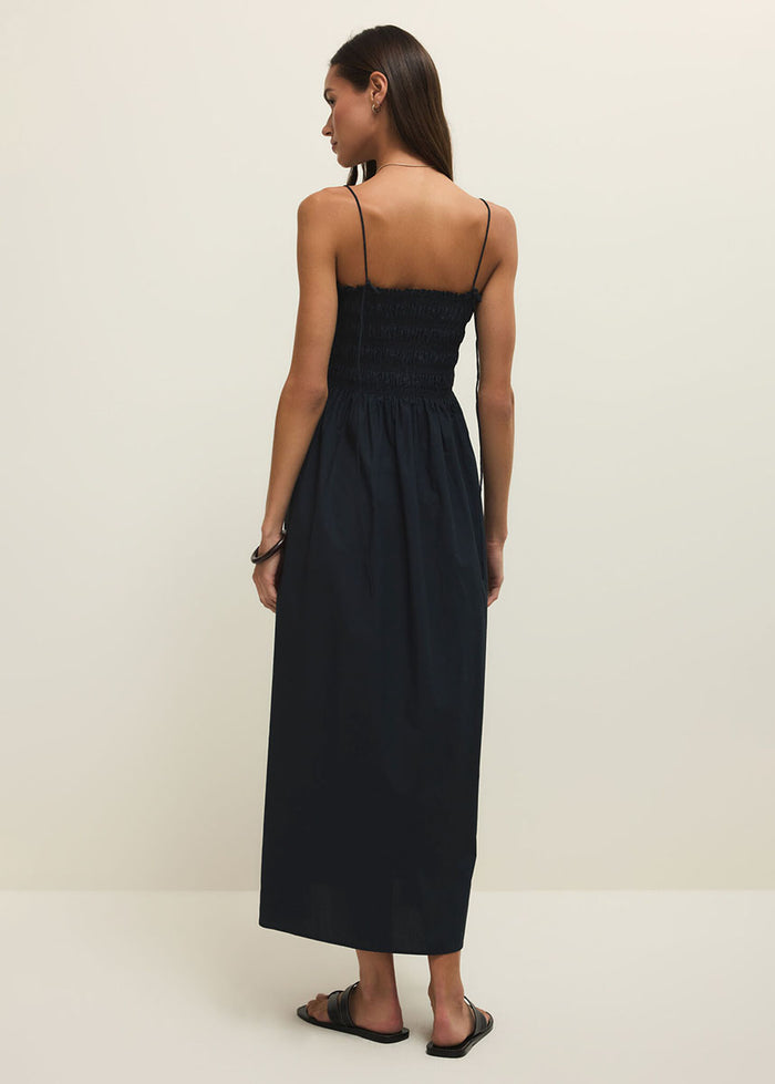 Cornelia Poplin Midi Dress - Black
