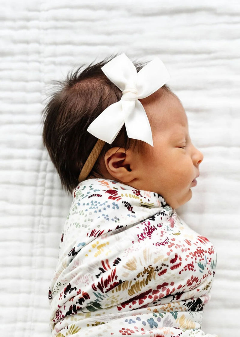 Small Satin Bow Headband - White