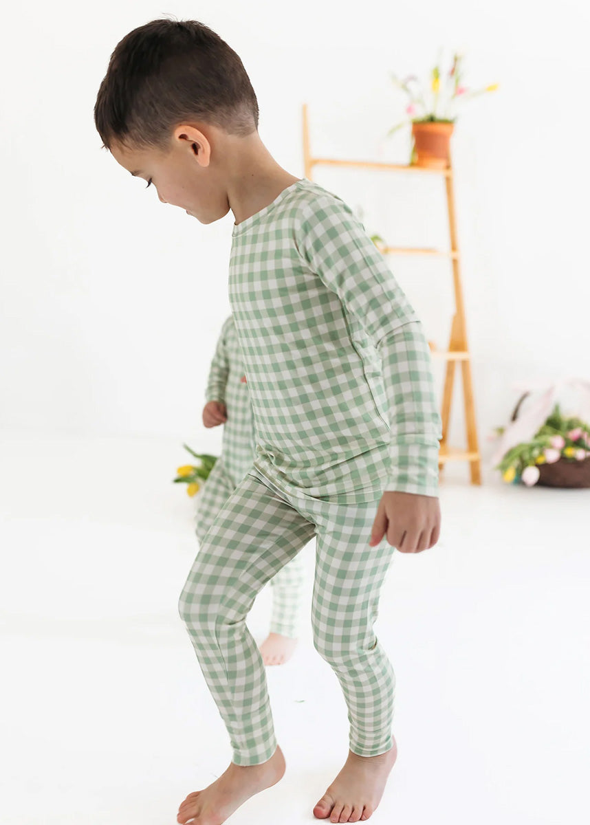 Green Gingham Two Piece Set