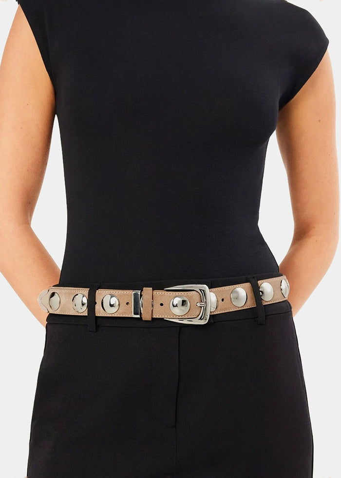 Bailey Belt - Fawn Suede & Silver