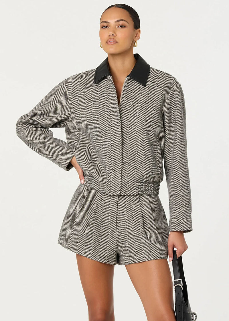 Sorine Shorts - Grey Herringbone