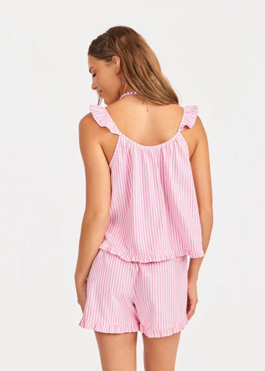 Jetset Ruffle Top & Shorts Set - Pink Ivory