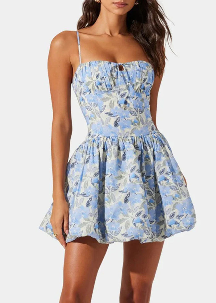 Larissa Mini Bubble Dress - Blue Floral
